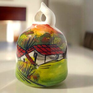 Guatemala’s Colorful Ceramic Bell, Hand-Painted Folk Art  Decorative Souvenir